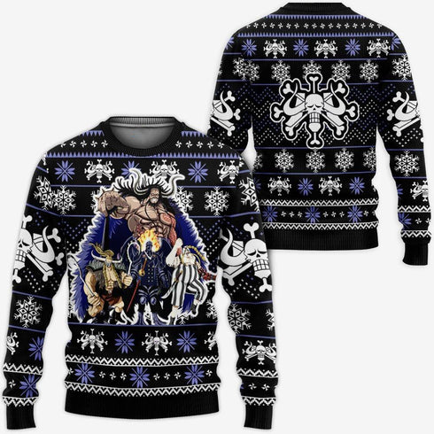 Divesart - Kaido Beast Pirates Ugly Christmas villapaita ja huppari Custom Anime One Piece -joululahjat